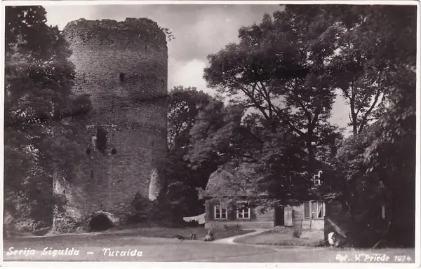 The red-brick walls and tower of the medieval Turaida Castle