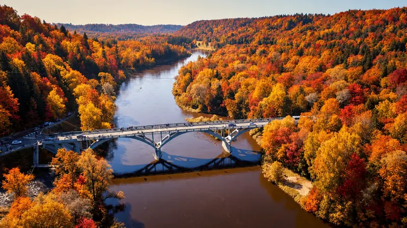 The Gauja Bridge in Sigulda today, after the 2017 reconstruction