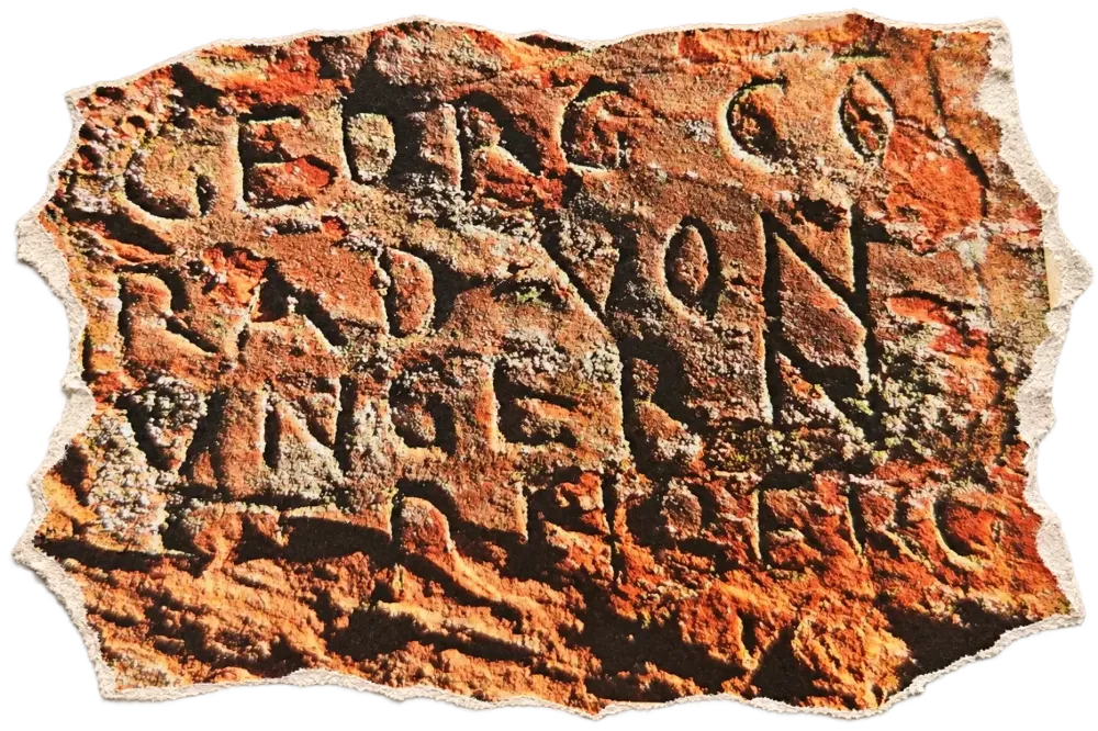 A 17th-century inscription with the name Georg carved into the wall of Gutmanis Cave