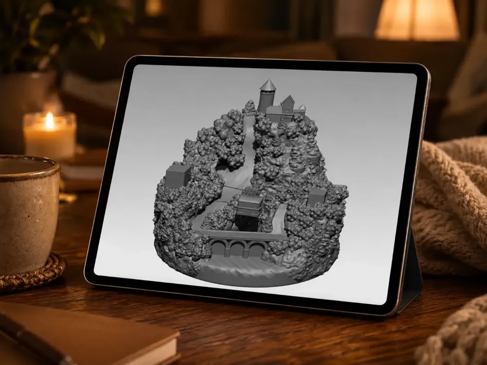 Details of the autumn globe 3D model – Turaida Castle and landscape elements