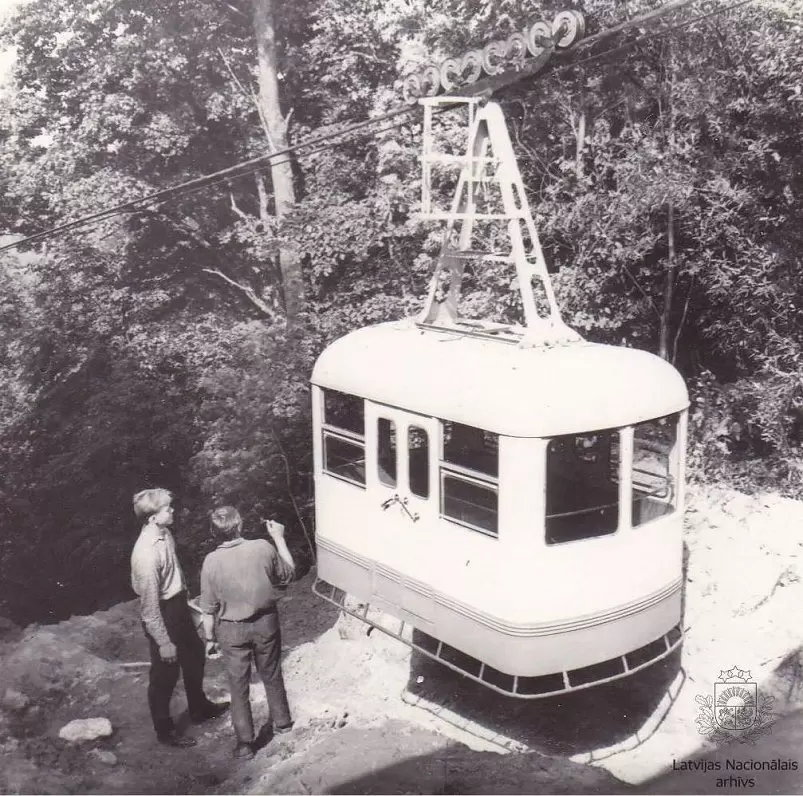 Historical photograph of the Sigulda aerial cable car